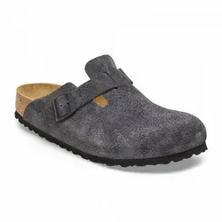 Birkenstock Boston Clog 41 EU - Pantoletten in Größe 41, aus hochwertigem Velourleder in elegantem velvet grey, ideal für Komfort und Stil im Alltag.