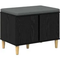 vidaXL Flurbank mit Kissen in Schwarzer Eiche 60 x 38 x 46 cm - Moderne Flurbank für den Innenbereich mit praktischem Stauraum und komfortablem Kissen. Die robuste Bauweise und der abnehmbare Bezug sorgen für Langlebigkeit und einfache Pflege. Ideal für einen stilvollen Eingangsbereich.