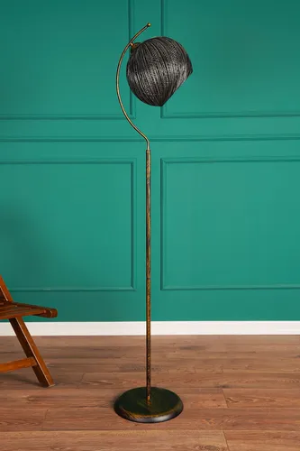 Opviq Povimento FLH Stehlampe Schwarz, 30 x 30 cm - Elegante Stehlampe mit Metallkörper und Jutekappe, ideal für eine gemütliche Atmosphäre. Perfekt für entspannte Abende und stilvolle Einrichtung.