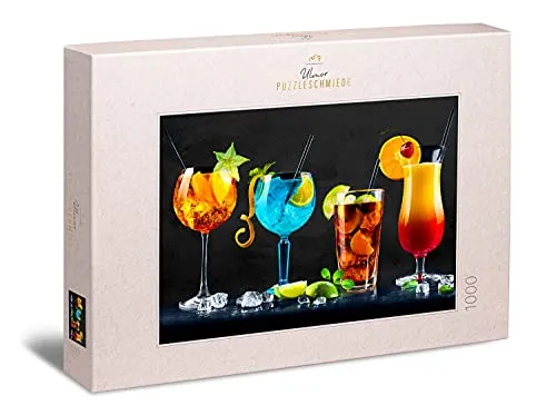 Ulmer Puzzleschmiede - Puzzle „Cocktails“ - Trend-Puzzle mit 1000 Teilen – Moderne Fotografie zum Thema Essen & Getränke Wird zum stilvollen Puzzlemotiv mit tollen Farb-Kontrasten
