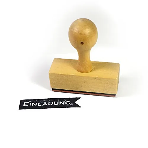 Frau WunderVoll Stempel Einladung - aus Holz, Schrift-/ Motivgröße: 5,8 x 1,3 cm/Motivstempel Textstempel Gummi Holz Gummistempel Stempel Gastgeschenk Stempel Hochzeit Ministempel Dekostempel