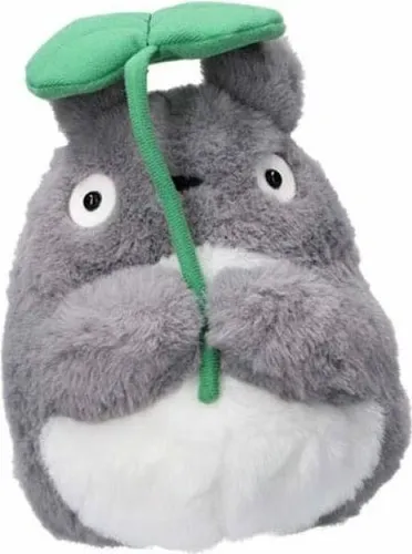 Mein Nachbar Totoro Nakayoshi Plüschfigur Big Totoro mit Blatt 21 cm - Wickeltaschen - Offiziell lizenzierte Plüschfigur, perfekt als süßer Begleiter für Kinder und Fans von Studio Ghibli.