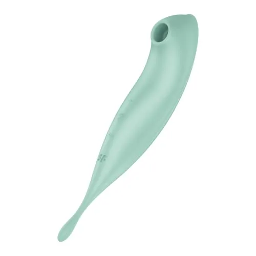 Satisfyer 'Twirling Pro Connect App', 20 cm, mit App, Druckwellen- und Auflegevibrator, beidseitig verwendbar, Druckwellen und zirkulierende Vibration, Farbe:Mint