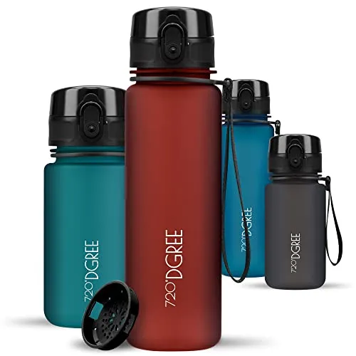 720°DGREE Trinkflasche Kinder 500ml “uberBottle“ softTouch +Sieb - Auslaufsicher, BPA-Frei - Flasche für Schule, Sport, Fitness - Wasserflasche aus Tritan - Schmal, Leicht, Stoßfest, Wiederverwendbar