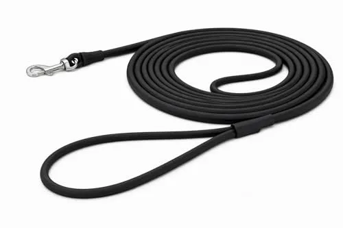 Hundeleine – Trainings- und Suchleine mit Handschlaufe – 5m x 6mm – Flamingo Caspar Schwarz – Biothane – Karabiner verchromt