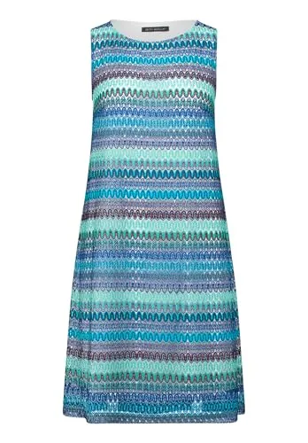 Betty Barclay Damen Etuikleid ohne Arm 48, Blau/Grün - Elegantes Etuikleid mit U-Boot-Ausschnitt und Zickzack-Muster. Ideal für festliche Anlässe, sorgt für einen stilvollen Auftritt. Verfügbar in Größe 48.