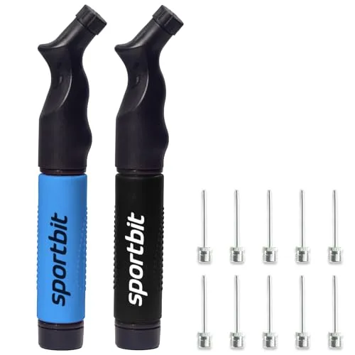 SPORTBIT Ballpumpe mit 5 Nadeln Set - Handpumpensystem zum Aufpumpen - Passt für jeden Sportball Volleyball Basketball Fußball Gymnastik Soccer Ball, Aufblasgerät Luftpump