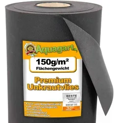 Aquagart Unkrautvlies 48m2 - Effektiver Schutz gegen Unkraut - Pflanzenzubehör, 150g/m² starkes Mulchvlies, langlebig und ideal für eine unkrautfreie Gartenpflege auf 48 m².