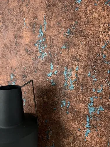 Newroom Vliestapete - Moderne Betontapete in Braun und Türkis - Hochwertige Vliestapete im Industrial Loft Stil, ideal für Wohnzimmer und Küche. Wasser- und dampfbeständig, sowie restlos trocken abziehbar für einfache Montage.