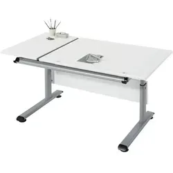 PAIDI Schülerschreibtisch Marco 2 GT, Weiß - Kinderschreibtisch mit manueller Höhenverstellung und zwei getrennten Tischplatten, ideal für ergonomisches Arbeiten und gesundes Lernen.