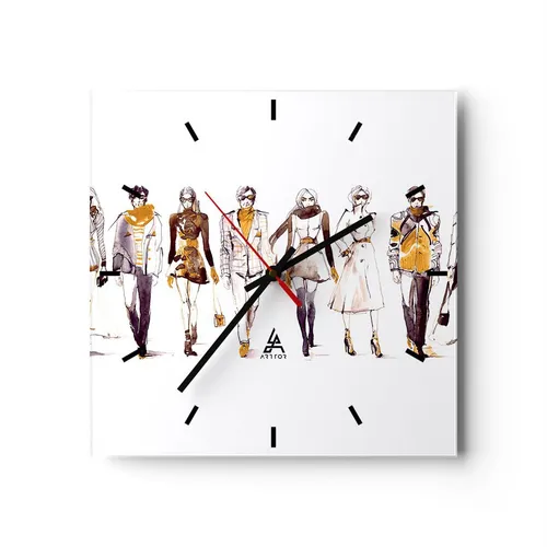 Wanduhr 30x30cm Analog Glasuhr eleganc e Farbe weiblich Mannequins Art Glas