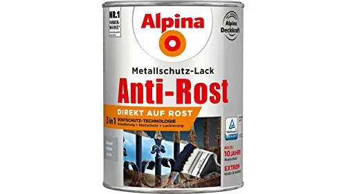 Alpina Metallschutzlack glänzend – Hellgrau – 2,5L - Metallfarben für langanhaltenden Korrosionsschutz, witterungs- und UV-beständig mit 3-in-1-Technologie für weniger Aufwand.