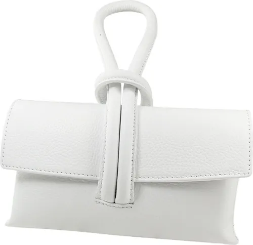 Toscanto Umhängetasche aus Leder in Weiß - Umhängetasche für Damen aus echtem Leder, handgefertigt in Italien. Stilvolles Design mit Ziehschleifenverschluss und kompakten Maßen – ideal für elegante Abendanlässe.