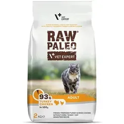 VETEXPERT Raw Paleo Adult Cat Turkey & Chicken - Trockenfutter für ausgewachsene Katzen - Hochwertiges Trockenfutter mit Pute und Huhn, speziell für ausgewachsene Katzen entwickelt. Ideal für eine ausgewogene Ernährung und schmackhaften Genuss.
