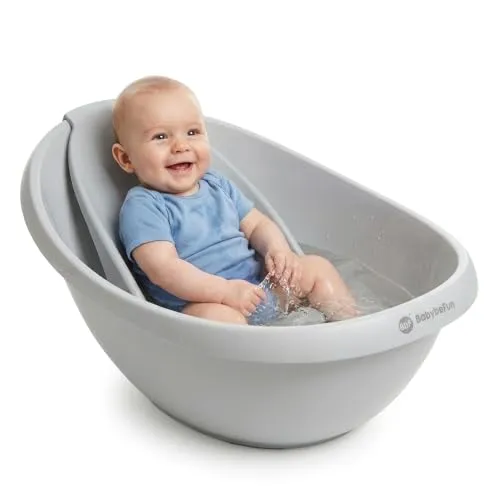 BabyBeFun Babybadewanne mit Badewanneneinsatz - Badewanne für Neugeborene, rutschfest mit Safety-Pad für sicheres Baden ab 1 Monat, ideal für entspannte Badezeiten