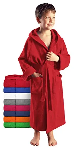 Arus Kinderbademantel für Jungen und Mädchen - 100% Baumwolle mit Kapuze - Bademäntel aus 100% Baumwolle, flauschig und saugfähig, ideal nach dem Schwimmunterricht. Öko-Tex Standard 100 zertifiziert, perfekt für empfindliche Kinderhaut.