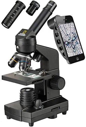 National Geographic 40-1280x Mikroskop - Mikroskop mit hoher Vergrößerung bis 1280x, ideal für Einsteiger. Inklusive Smartphone-Halterung für einfache Fotografie und umfangreichem Zubehör für sofortigen Einstieg.