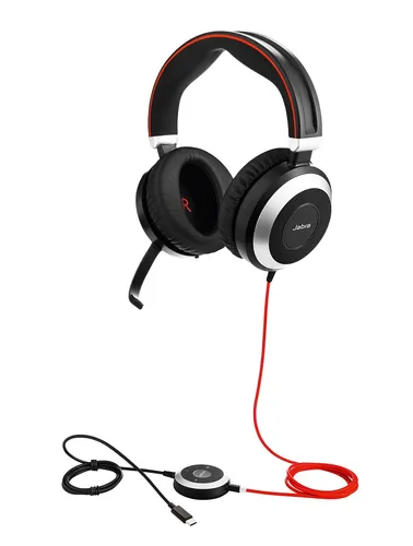 Jabra Headset Evolve 80 UC - Stereo-Headset mit Mikrofon, aktive Geräuschunterdrückung und optimierter UC-Kompatibilität für professionelles Arbeiten