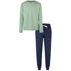 Phil & Co. Schlafanzug Herren Pyjama lang (2 tlg) Baumwolle blau|grün XXL