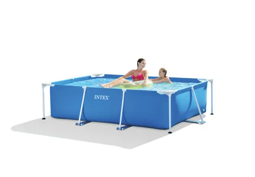 Intex Pool 220 x 150 x 60 cm, Blau - Rechteckiger Rahmen Pool aus reißfestem PVC-Gewebe, hohe Standfestigkeit und einfache Montage - ideal für die ganze Familie.