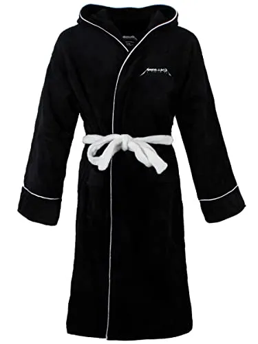 Metallica Bathrobe Load/Reload Star Band Logo Official Black Unisex, L - Bademantel für Herren, aus superweichem Fleece mit gesticktem Design, maschinenwaschbar und ideal für Fans von Metallica