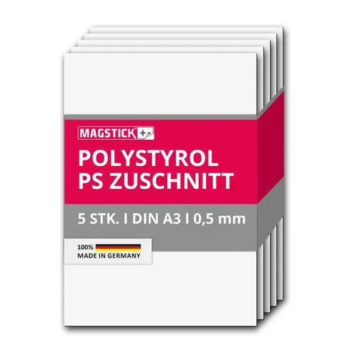 5er Set Polystyrol Platten weiß DIN A3 Kunststoff-PS Zuschnitte 0,5mm I mag_277