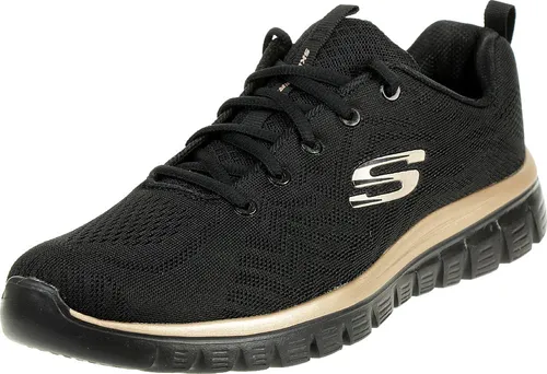 Skechers Damen Graceful Get Connected Sneaker - Schwarz Rose Gold, Komfortabel und stylisch für den Alltag, Größe 36 EU