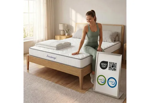 Arensberger JANA Federkernmatratze 160x200 cm - 7 Zonen für optimalen Schlaf - Matratzen mit 19 cm Höhe und H2/H3 Härtegraden, bieten exzellente Punktelastizität und Atmungsaktivität für einen gesunden Schlafkomfort.