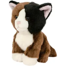 Kuscheltier Katze dunkelbraun/schwarz/weiß 18 cm