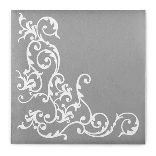 Unbekannt Servietten Hochzeit Pomp Silber Weiß, 40x40cm Silberhochzeit Deko Tischdeko 50 Stück Airlaid