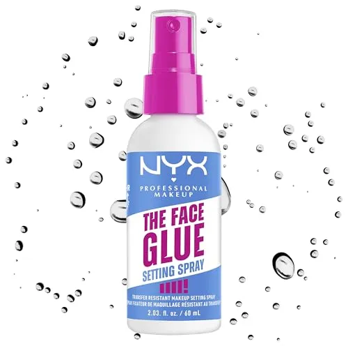 NYX Professional Makeup The Face Glue Setting Spray, Fixierspray für 24 Stunden Make-up-Halt und strahlenderes Make-up, Fixing Spray mit extralangem Halt dank Ahornsirup, 60 ml