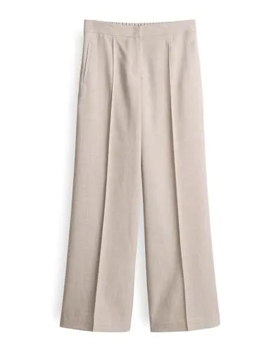 OPUS Damen Wide Leg Pants Maiga Cozy in Macadamia, Größe 42 - Stylische Wide Leg Pants von OPUS in Mélange Optik. Diese Hose bietet hohen Tragekomfort und ein modernes Design, ideal für vielseitige Outfits.