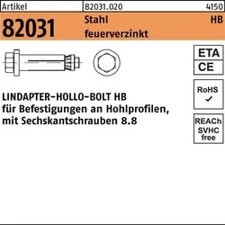 LINDAPTER Hollo-Bolt St. 8.8 HB 10-Größe 2 feuerverzinkt - Lindapter Befestigungstechnik für Hohlprofile, robust und korrosionsbeständig durch Feuerverzinkung - ideal für sichere Verbindungen in Stahlkonstruktionen.