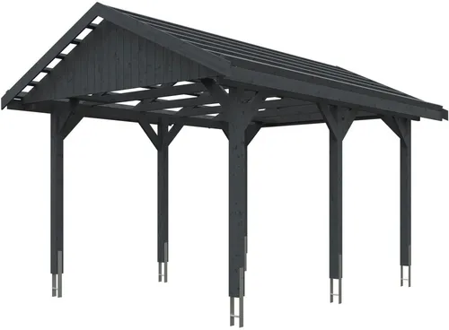 Einzelcarport SKAN HOLZ Wallgau 380 x 500 cm - Robuster Carport mit Satteldach aus hochwertigem Holz, ideal zum Schutz Ihres Fahrzeugs und als stilvolle Ergänzung für Ihren Garten.