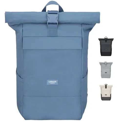 LARKSON Cityrucksack No 4 - Rolltop für Damen und Herren - Wasserabweisender Cityrucksack mit gepolstertem Laptopfach für Geräte bis 16 Zoll, ideal für Reisen und Freizeit. Ergonomische Träger und umweltfreundliche Materialien sorgen für Komfort und Nachhaltigkeit.