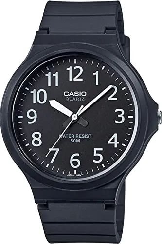 Casio Unisex Quartz Armbanduhr MW-240-1BVEF - 43mm Gehäuse, schwarz analog Zifferblatt, Neo-Display und 5 Bar wasserdicht für Alltag und Freizeit
