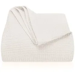 Laynenburg Tagesdecke Waffelpique – 100% Baumwolle, beige 180x220 cm - Bettdecken, kuschelige Sommerdecke aus atmungsaktiver Baumwolle, perfekt für Sofa und Bett, sorgt für ein gemütliches Ambiente.