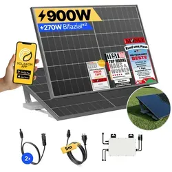 Balkonkraftwerk 900W/800W Solaranlage - Solaranlage mit Garten Halterung, steckerfertig und einfach zu installieren – sparen Sie sofort bei Ihrer Stromrechnung!