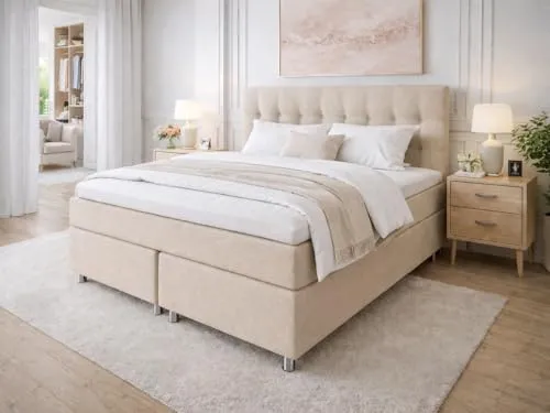 Tesla Dreams Boxspringbett 180x200 Ronda – 7 Zonen Taschenfederkern - Komfortables Boxspringbett mit 7-Zonen-Taschenfederkernmatratze (H2/H3) für individuellen Liegekomfort. Atmungsaktive Materialien und stabiler Unterbau garantieren hohen Schlafkomfort. Lieferung und Montage verfügbar.