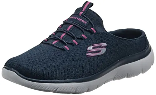 Skechers Summits Swift Step Clog Damen Schuhe blau Gr. 40 - Stylische Pantoletten für Damen mit atmungsaktivem Textil-Obermaterial und bequemer Memory Foam Innensohle. Ideal für Freizeit und Alltag, maschinenwaschbar und unkompliziert im Tragen.