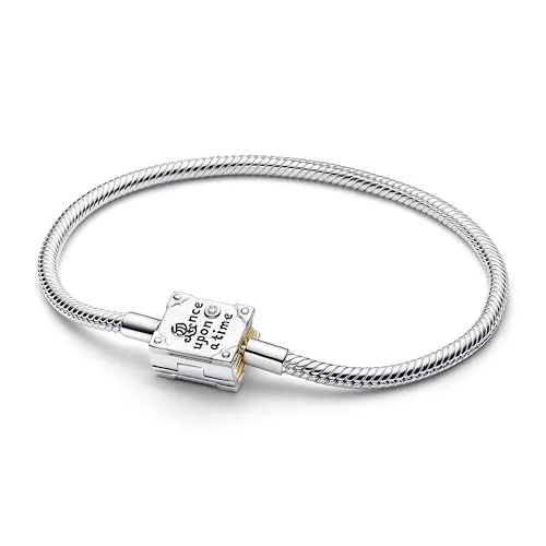PANDORA Disney Prinzessinnen Geschichtenbuch Armband mit Diamanten, 20cm - Zauberhaftes Armband aus Sterlingsilber mit Buchverschluss und im Labor gezüchtetem Diamanten. Perfekt für die Pandora Moments Kollektion, handgefertigt und ein echtes Highlight für jeden Anlass.
