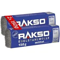 RAKSO Edelstahlwolle Banderole Sorte Mittel 2 x 150g