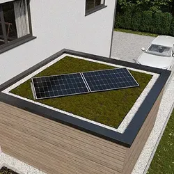 kWp GartenPV System inkl. Wattstone 10 Grad Flachdachaufständerung - Solaranlagen: Komplettset mit 4 TopCon 450 Watt Solarmodulen und innovativer Flachdachaufständerung aus Feinbeton für einfache und elegante Montage ohne Dachbeschädigung.