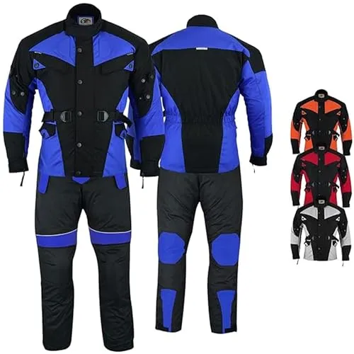 Motorradkombi Herren 2-teiler mit 6CE-Protektoren - Blau - Größe 50 - Hochwertige Motorradkombi aus 4 Schichten mit geprüften Protektoren für optimalen Schutz. Mit vielen Taschen und winddichtem, atmungsaktivem Material für höchsten Komfort beim Fahren.