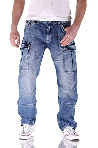Big Seven Brian Medium Blue Cargo Herren Jeans - Bequeme Comfort Fit Cargo Jeans mit Oberschenkeltaschen für praktischen Stauraum, ideal für aktive Männer. Hergestellt aus 98% Baumwolle für optimalen Tragekomfort.