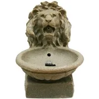 AcquaArte Terrassenbrunnen-Set Basel mit LED - Gartenbrunnen im klassischen Löwenkopf-Design, inklusive LED-Beleuchtung und Pumpe für stimmungsvolle Atmosphäre auf Ihrer Terrasse.