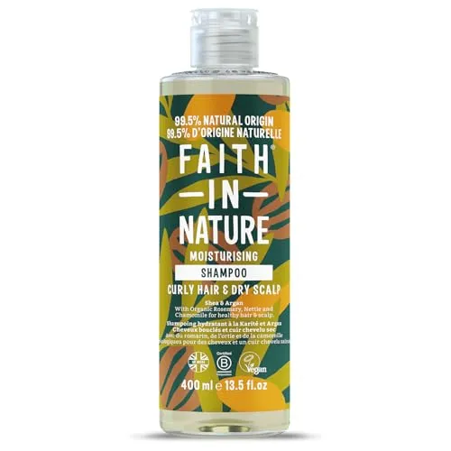 Faith In Nature Natürliches Shea- & Argan-Shampoo, feuchtigkeitsspendend für lockiges Haar & trockene Kopfhaut, vegan & tierversuchsfrei, frei von SLS, Silikonen und Parabenen, 400 ml