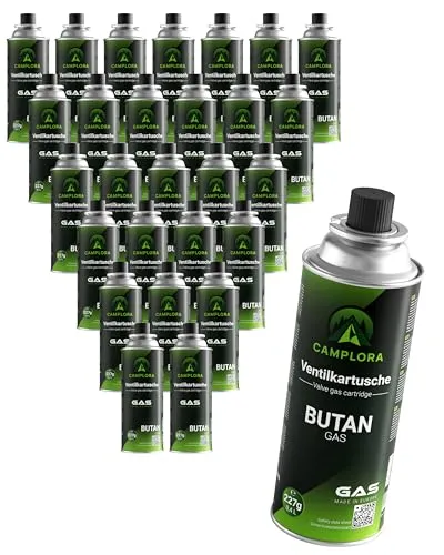 CAMPLORA 28x 227g Butan Gaskartuschen mit MSF-1a Ventil für Grill, Campingkocher, Gasheizung, Gaskocher, camping gas, gaskartusche, Gaskartuschen 227g, Gasflasche butane gas cartridges