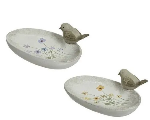 Kaemingk Dekoschale Vogelfutterstelle Vogeltränke Terrakotta H.9,5 cm blau gelb Stückpreis