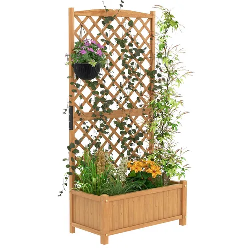 Blumenkasten mit Rankgitter für Kletterpflanzen - Hochbeet mit integriertem Rankgitter, ideal für vertikales Gärtnern und platzsparende Blumenpracht. Maße: 90 cm lang, 44,5 cm breit, 180,5 cm hoch.